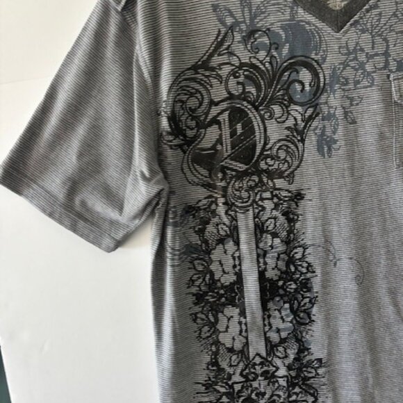 Authentic Denim & Rivets Men Gray Shoulder Tab Streetwear Short Sleeve XL Shirt - Picture 7 of 7